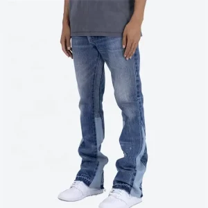 Custom Casual Jeans Loose Distressed Vintage Stacked Flared Jeans 100% Cotton Men’s Jeans