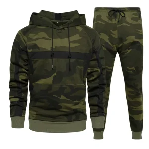 Custom Casual Lightweight 220g 100% Polyester Autumn Men’s Athletic Workout Tracksuit 2-Piece Set with Full-Zip Hoodie