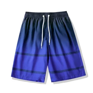Custom Casual Men’s Swimwear Quick Dry Board Shorts Swim Trunk with Mesh Lining Plain Dyed Oxford Fabric Drawstring Closure