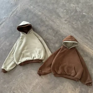 Custom Color Men’s Hoodies Heavyweight 100% Cotton Oversized Double Hood Hoodie Sweatshirts for Men