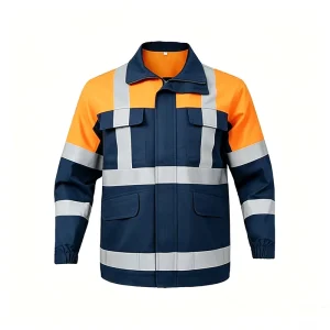 Custom Cotton Men’s Flame Resistant Workwear Long Sleeve Reflective Safety Uniform for Construction Mining Oilfield