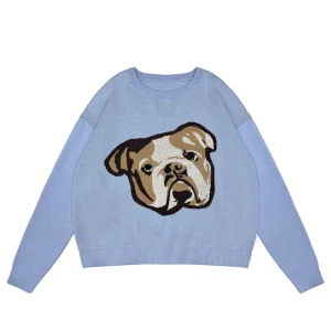 Custom Cotton Men’s Knitwear Anti-Shrink Jacquard Logo Pullover Long Sleeve Crew Neck Sweater Winter Streetwear