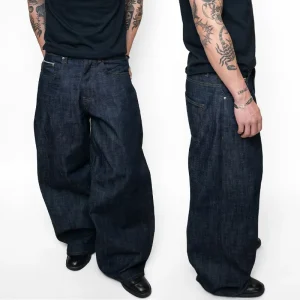 Custom Cotton Vintage Japanese Raw Selvedge Denim Jeans for Men Streetwear Heavyweight Embroidered Denim