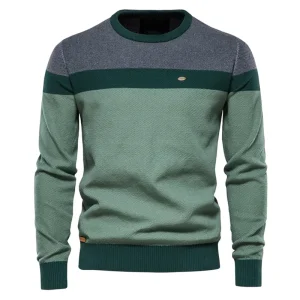 Custom Crew Neck Male Cotton Stripe Knitwear Man Sweater for Men