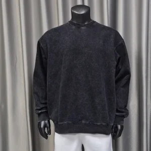 Custom Crewneck Men’s Sweatshirt 450Gsm Heavyweight Acid Wash Cotton Unisex Pullover Sweatshirts Oversized Vintage Sweatshirts