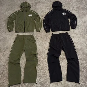 Custom Design Men’s Plus Size Streetwear Tracksuit 100% Nylon Windbreaker Jacket and Pants Sportswear