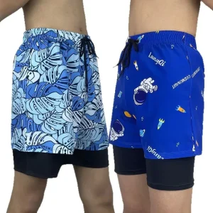 Custom Design Men’s Quick Dry Fitness Swimwear Breathable Stretch Beach Shorts Color-Matched Plus Size Swim Trunks