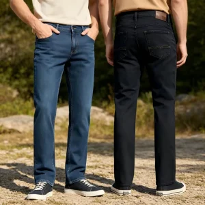 Custom Design Men’s Slim Skinny Jeans Breathable Casual Denim Pants Solid Knitted Weaving Medium Stretch Work Jeans