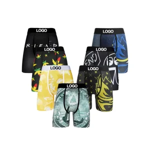 Custom Designer for Men’s Boxer Briefs Underwear Breathable and Fast Dry Staples Shorts XXL Size with Logo on Waist