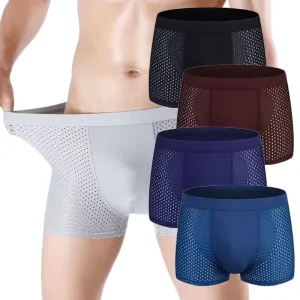 Custom Elastic Boxer Brief Shorts for Men, Bulge Pouch, Nylon Mesh, Breathable Trunk Underwear