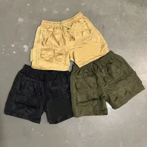 Custom Embroider Logo Multiple Pockets Summer Cargo Pants Solid Color Beachwear Trunk Men’s Swim Shorts