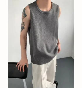 Custom Embroidery Men’s Singlets Activewear Cotton Underwear Workout Sportswear Waffle Knit Men’s Tank Top
