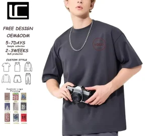 Custom Embroidery Premium Quick-Dry Polyester Cotton Blend Oversized Tee Dark Grey Casual Top Men’s T-shirts