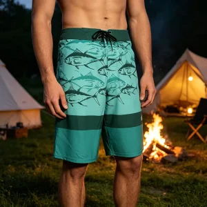 Custom Fashion Swimsuit Men’s Printed Short Swim Trunks Swimwear Four-way Stretch Fishing Shorts with UPF 50+ Swim Shorts