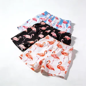 Custom Flamingo Pattern Men’s Beach Shorts Leading Manufacturer for Resort Swimwear