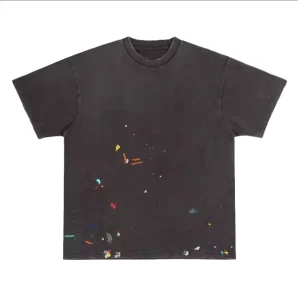 Custom Graphic Print Acid Wash Men’s Short Sleeve T Shirt Daily Wear Solid Color Crew Neck Cotton T-shirt