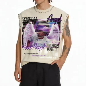 Custom Graphic Printed Boxy Cotton T Shirt Manufacturer French Terry Heavy Weight Oversize Sleeveless T Shirt Men’s Tank Tops
