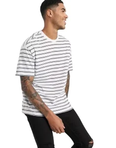 Custom Heavyweight 100% Cotton Yellow Striped Pocket T Shirt for Men Patch Logo