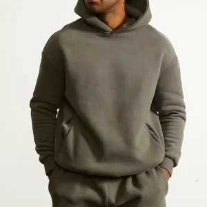 Custom Heavyweight 100pct Cotton Pullover Hoodie Men 330gsm Blank Hooded Sweatshirt Side Pockets OEM ODM