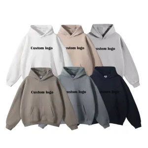 Custom Heavyweight Hoodie OEM Oversized Men Unisex Pullover Hoodie No Drawstring Print Pattern Cotton