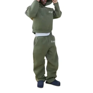 Custom Heavyweight Oversized Hoodie Tracksuit High Quality Fleece Wide Leg Baggy Sweatpants Streetwear For Men Hoodie Set