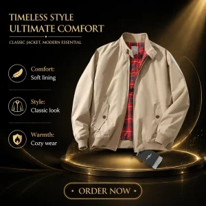 Custom High Contrast Lined Men’s Classic Jacket Zipper Closure Eco-Friendly Breathable Windproof Casual British Bomber