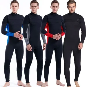 Custom High-End Men’s Black 3mm Neoprene Full Wetsuit Front Chest Zip Waterproof Breathable for Diving Swimming Plus Size