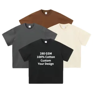 Custom High Quality 280gsm 100% Cotton Solid Knitted Oversized Heavyweight Men’s Street Style T Shirt DTG Print Logo Drop