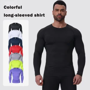 Custom High Quality Colorful men’s top running elastic base and tight-fitting fitness suit for outdoor sports T Shirt for Men