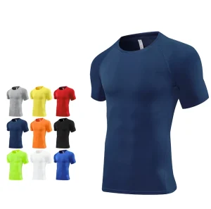 Custom High Quality Men Quick-Dry Fitness T-Shirt Elastic Slim-Fit Short Sleeves Tee Oversized Gym T Shirt