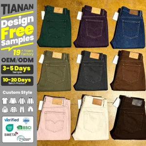 Custom High Quality Men’s Baggy Jeans Washed Vintage Nylon Cotton Brand Logo Casual Streetwear Denim Jeans