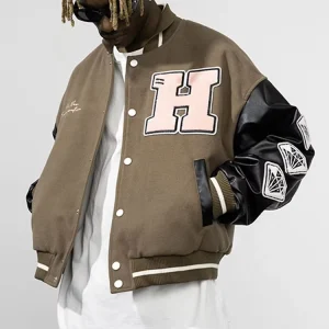 Custom High Quality Men’s Racing Baseball Letterman Varasity Bomber Jacket Stand Collar Embroidery Decoration for Spring Season