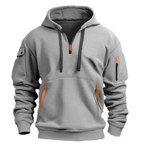 Custom High Quality Spring Autumn Men’s Sporty Sweater Hoodie Zipper Multi pocket Pullover Sports Casual Jacket 100%