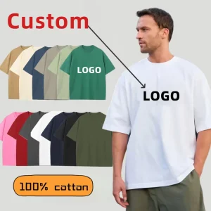 Custom High Quality Vintage Blank Men’s Heavyweight Oversized Printed 100% Cotton 240g Woven Bows Loose Fit O Neck T Shirt