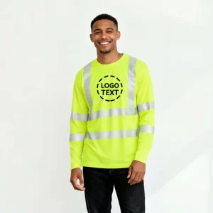 Custom High Visibility Reflective Safety t Shirt Long Sleeves Men Construction Hi Viz Work Shirts with Pocket T-shirts