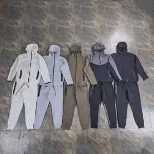 Custom Hoodies and Sweatpants Set Men’s Long Sleeved Hooded Sportswear Color Printed Jacket with Adhesive Zipper Sweatpants