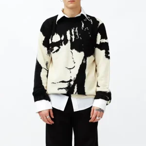 Custom Jacquard Sweater Men Knitwear Casual Pull Homme Long Sleeve Cotton Pullover Winter Sweater Knit Men Clothes