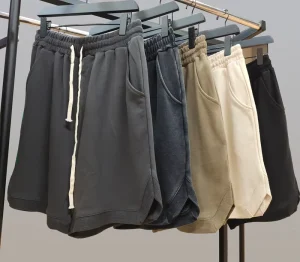 Custom Jogger Sweat Short Drawstring Multi Pocket Black Cargo Shorts for Men Acid Wash Shorts Washed