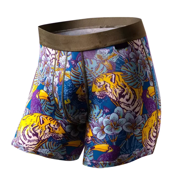 Custom Knitted Boxer Briefs Men Plus-Size Breathable Printed Underwear Quick Dry Anti-Bacterial Adult