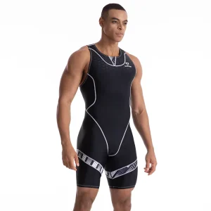 Custom LOGO Man Sleeveless Diving Shorty Swimsuit Quick Drying Sun Protection One Pieces Sets Men’s Swimsuits Back Zip Bodysuit