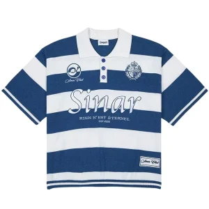 Custom LOGO Men Sweater OEM Short Sleeve Casual Knitwear Football Stripe Jumper Polo Shirts Knit Top Knitted Jersey Sweater Men