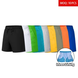 Custom LOGO Men Swim Beach Shorts Quick Dry Lightweight Breathable Elastic Waist Summer Surf Shorts With Pockets And Mesh Liner