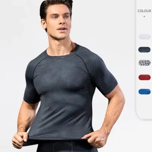 Custom LOGO Mens Activewear Man Gym Wear Fitness Clothing Sportswear Tracksuit Gym Breathable Quick Drying Compression Tshirt