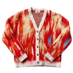 Custom LOGO Mohair Sweater Men Casual Knitwear Alpaca Wool Blend Jumper Winter Knitted Jacket Coat Fuzzy Cardigan Mohair Sweater