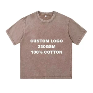 Custom Logo 100% Cotton 230gsm Retro Washed Jersey Knitted Short Sleeve Digital Heavyweight Loose Fit Men’s Women’s T Shirt
