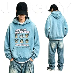 Custom Logo 100% Cotton Washed Vintage Heavy Men’s Casual Boxy Hoodie Digital Screen Print Embroidered Hoodie