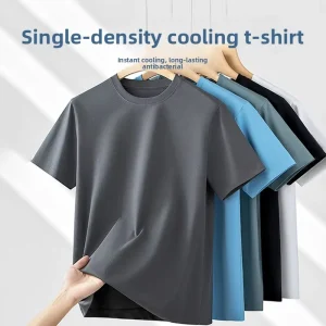 Custom Logo 240G Men’s T-shirt Sorona Ice Cool Breathable Tee Solid Color Outdoor Loose Casual T-Shirt for Men