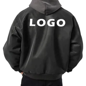 Custom Logo 3D Embossed Factory Leather Jackets Zipper Up Men’s Varsity Jacket