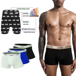 Custom Logo 4-Pack 100% Cotton Men’s Boxer Shorts Classic Style American Size Briefs with U Shape Comfortable Solid Underwear