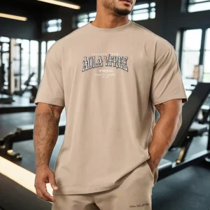 Custom Logo Athletic Print Style Heavyweight Cotton T Shirt 100% Cotton for Men’s Workout Running Gym Fitness